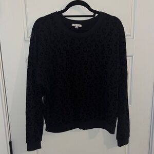 Z Supply Embossed Black Leopard Print Sweater